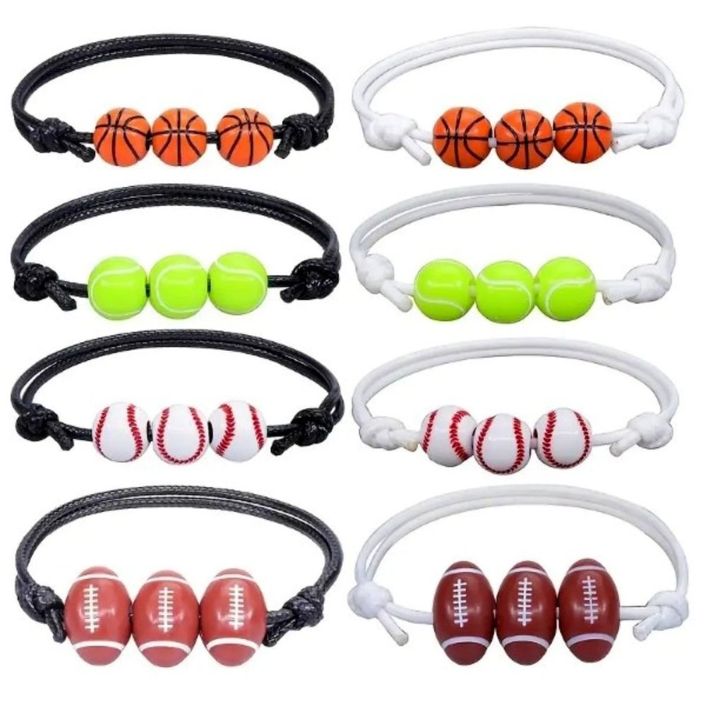 Adjustable Sports Themed Bracelet-Baseball Basketball Soccer Softball Tennis NWT